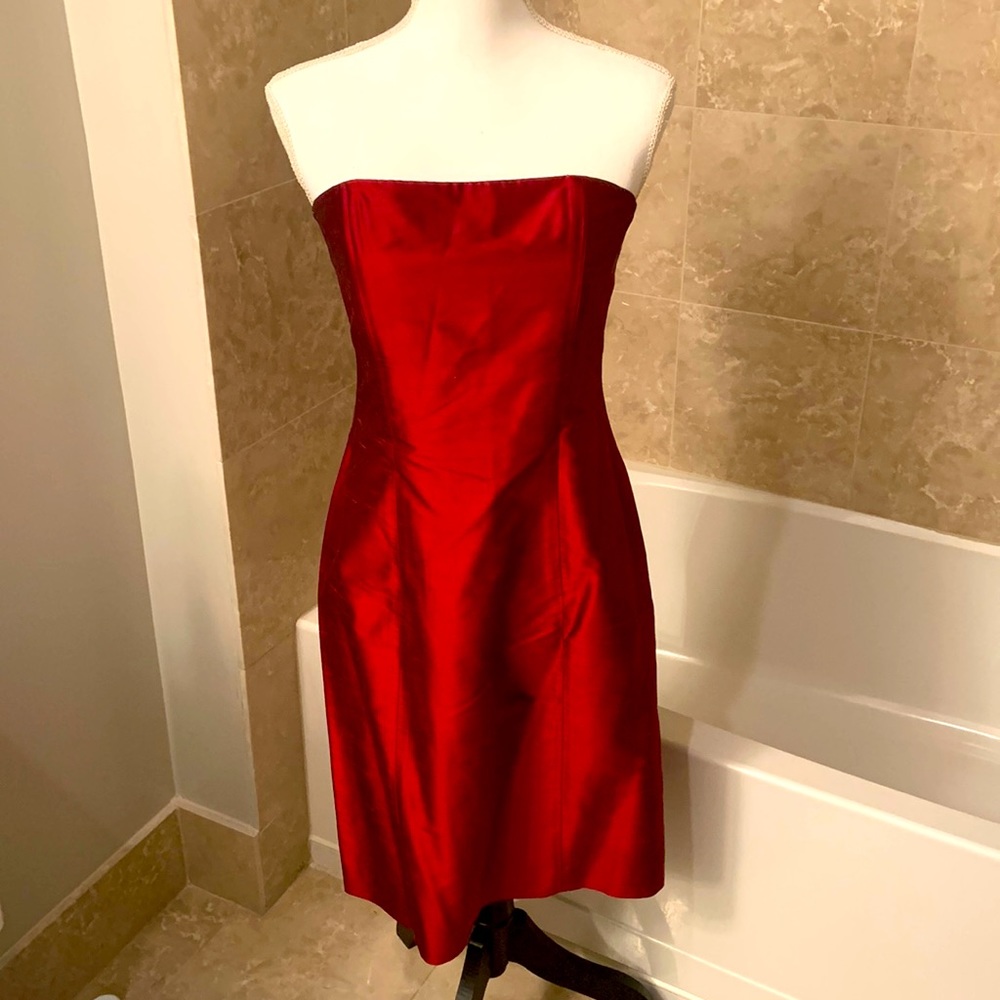 Vintage INC Raw Silk Strapless Dress